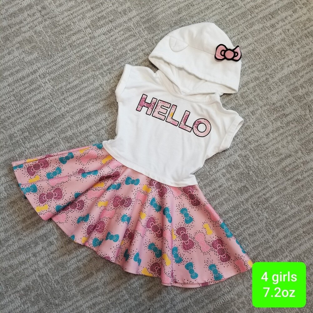 Hello Kitty White Top Pink Skirt Dress with Blue and Yellow Accents